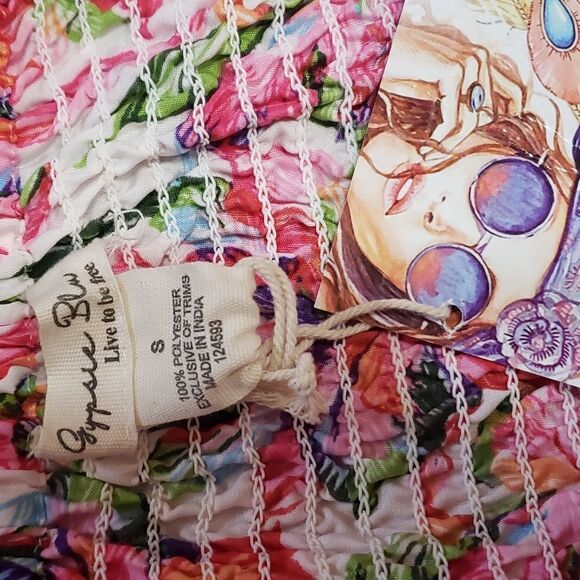 NWT Gypsie Blue Tie Around Neck Floral Maxi Dress SMALL - Picture 11 of 12